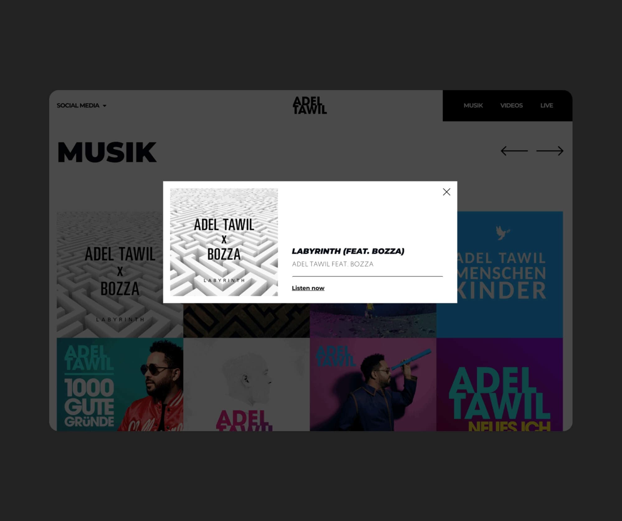 Adel Tawil - Videoübersicht der Künstlerwebsite