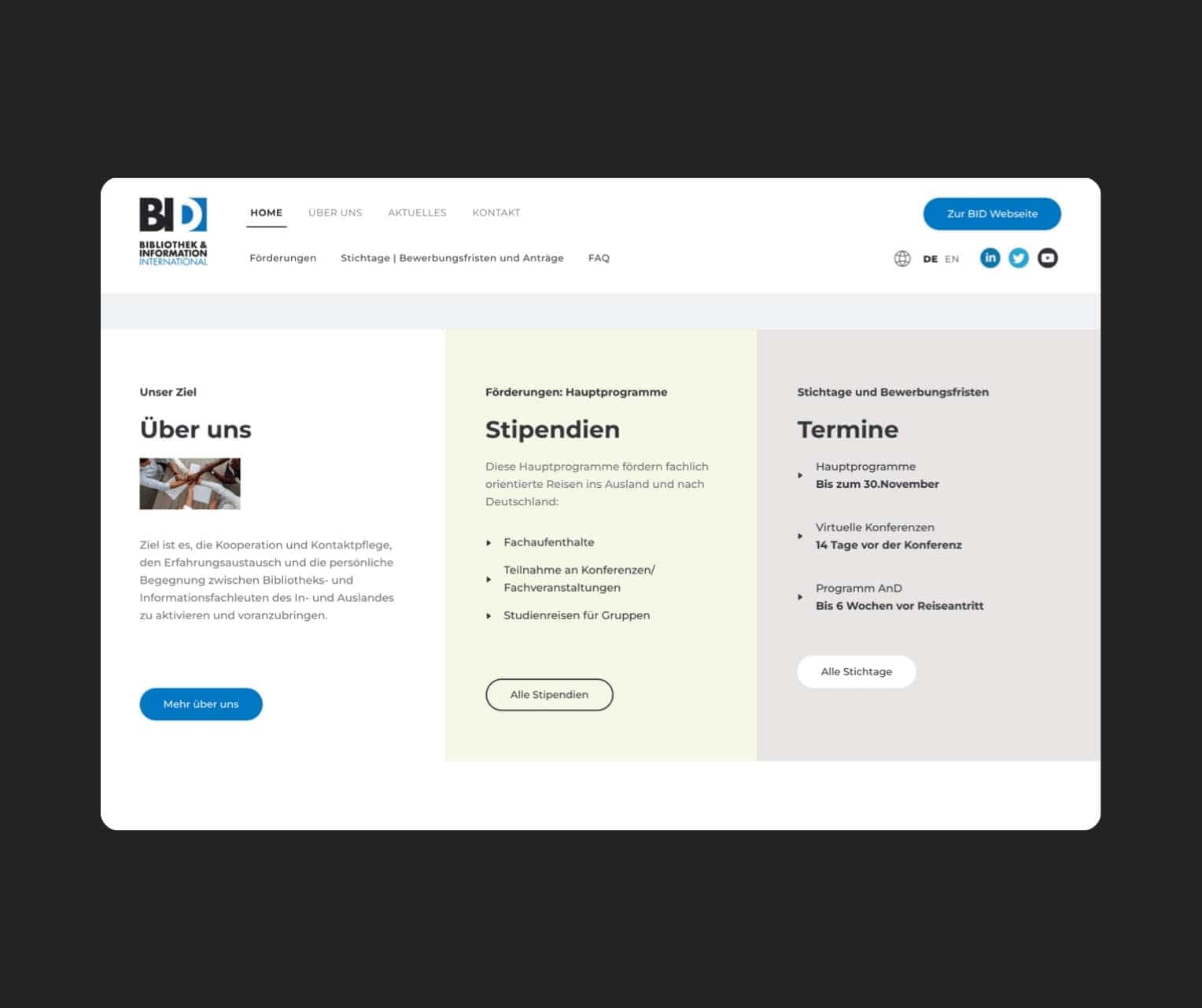BI-International - Strukturansicht mit Antragslogik