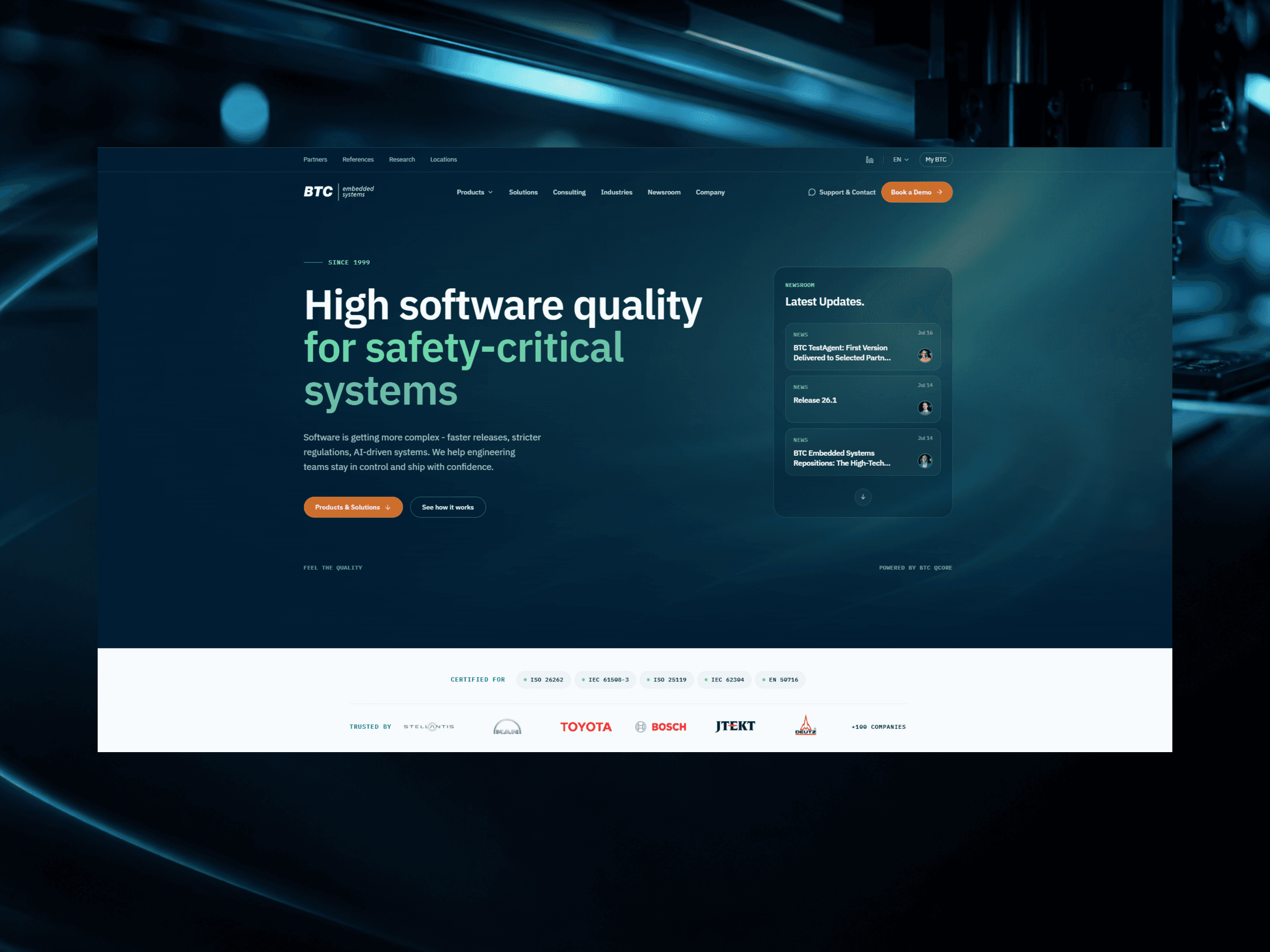 BTC Embedded Relaunch mit Startseite für sicherheitskritische Software
