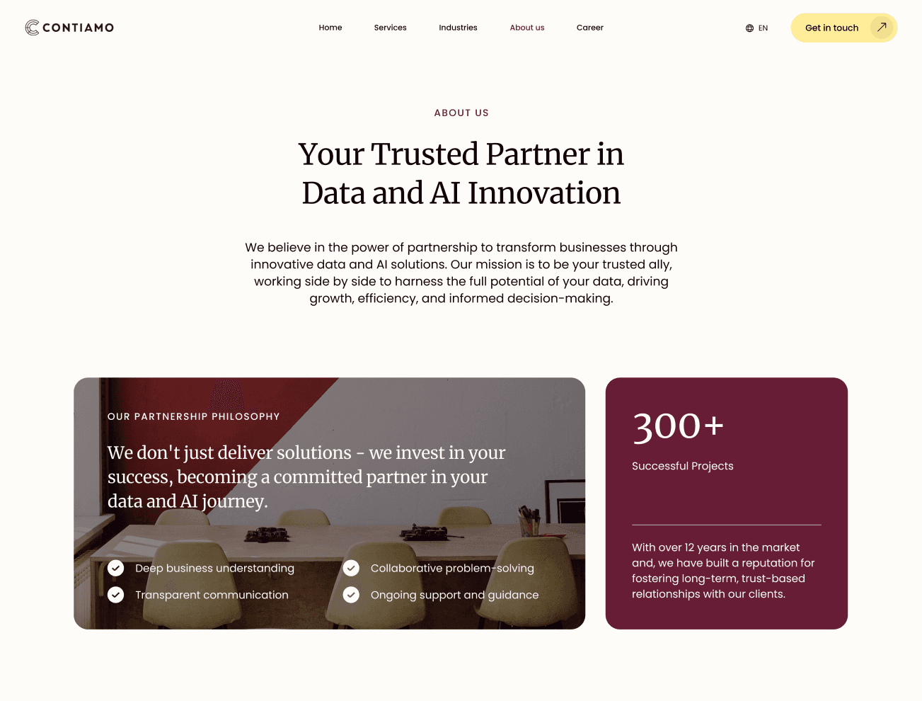 Contiamo - Website-Ansicht 2 des Corporate Website Relaunchs