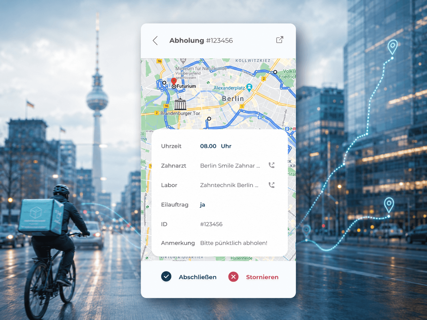 Dentlivery - Plattform-Ansicht 2 mit digitaler Prozesslogik