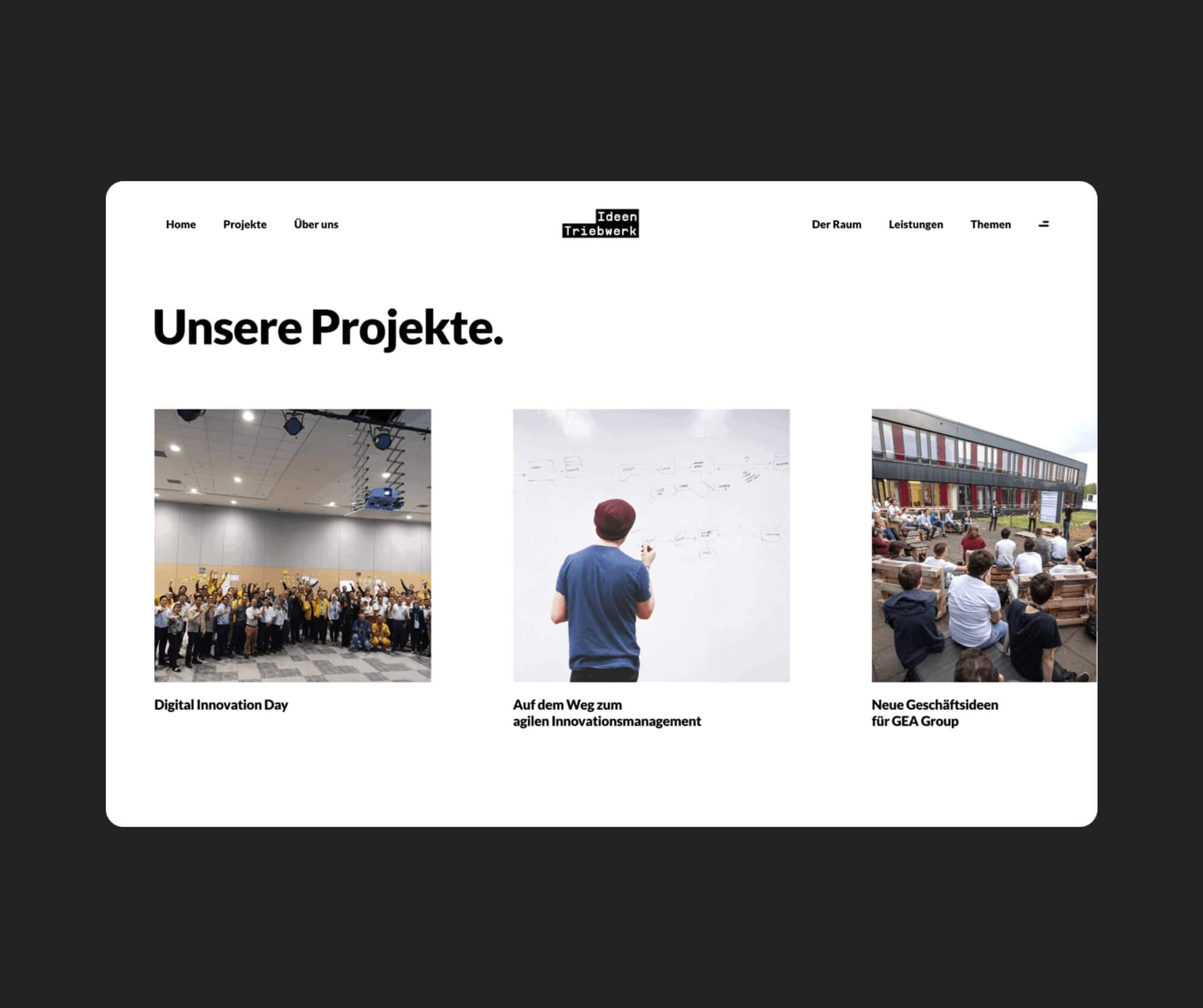 Fraunhofer Ideentriebwerk - Projektübersicht der Website