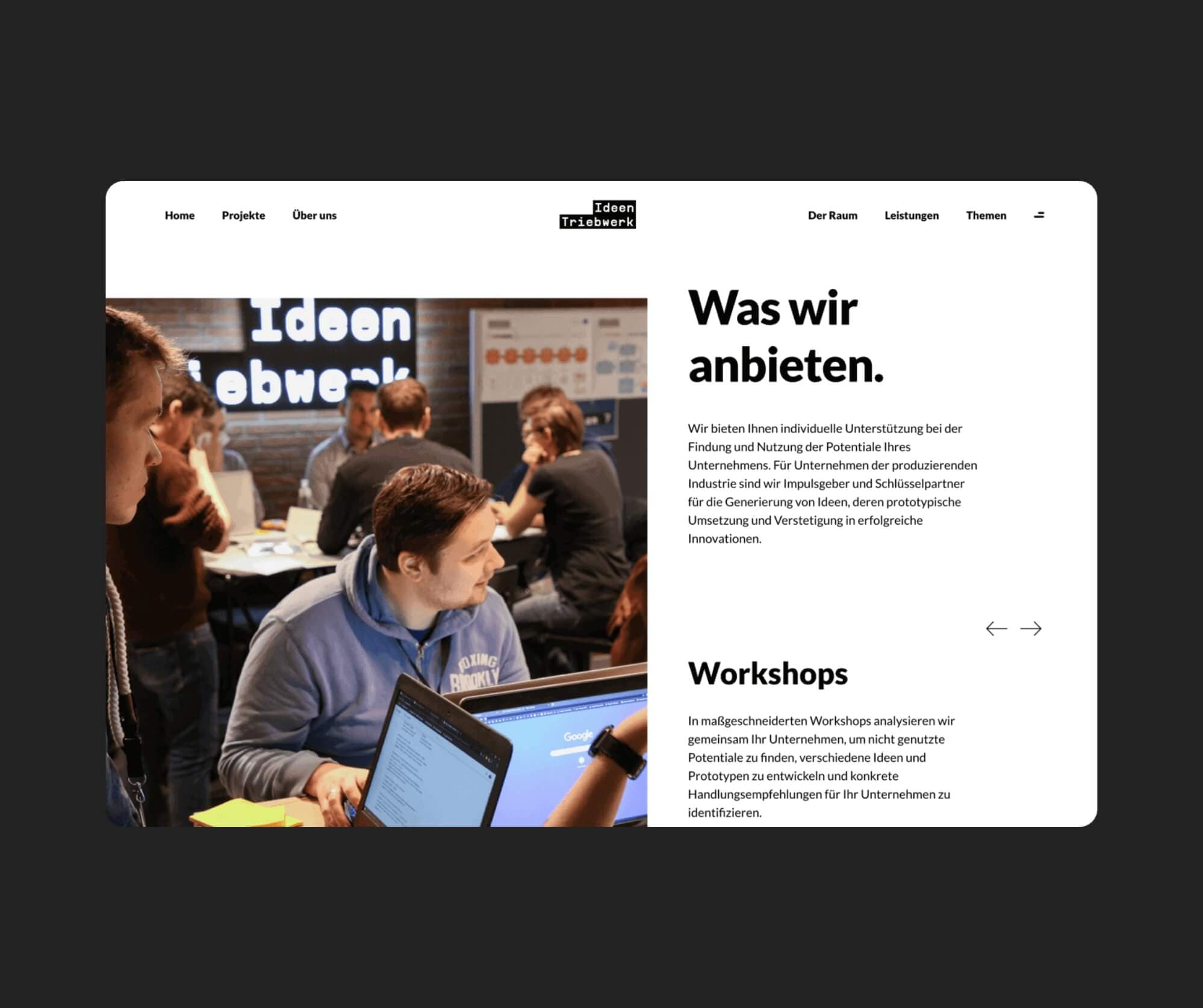 Fraunhofer Ideentriebwerk - Über-uns-Bereich der Website