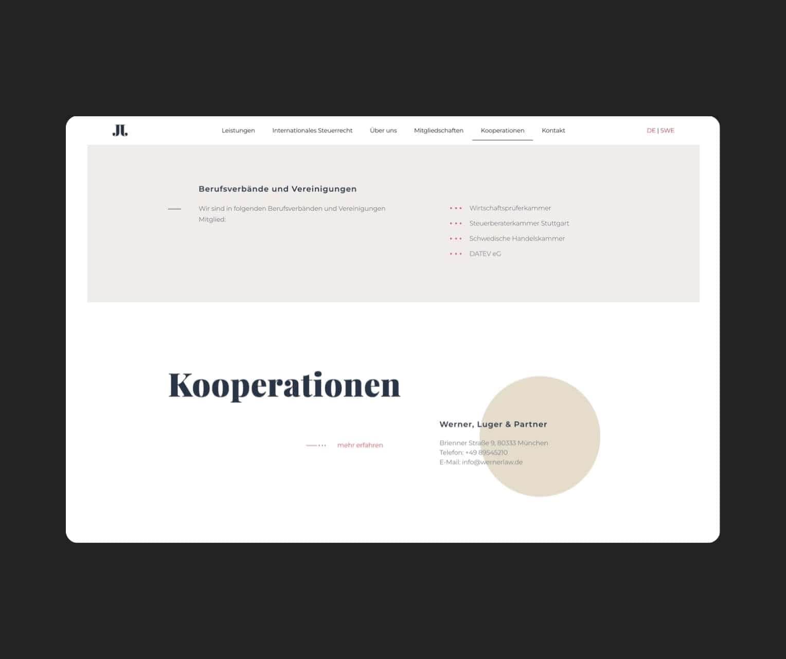 Johansson Steuerberatung - Inhaltsbereich der Website