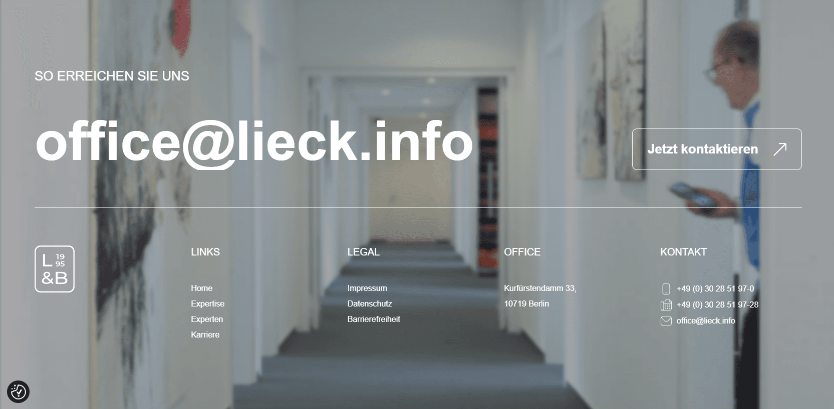 Lieck & Böhm - Website-Ansicht 2 mit Kontaktführung