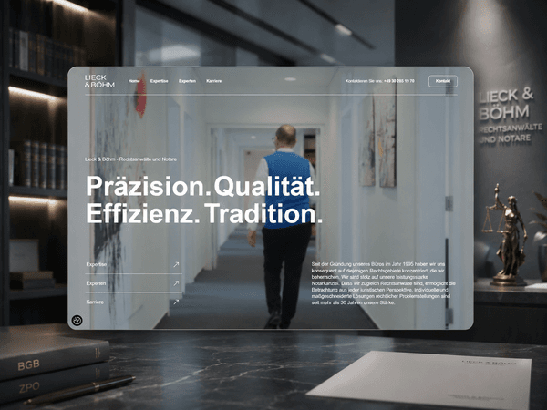 Lieck & Böhm portfolio preview of the law firm website