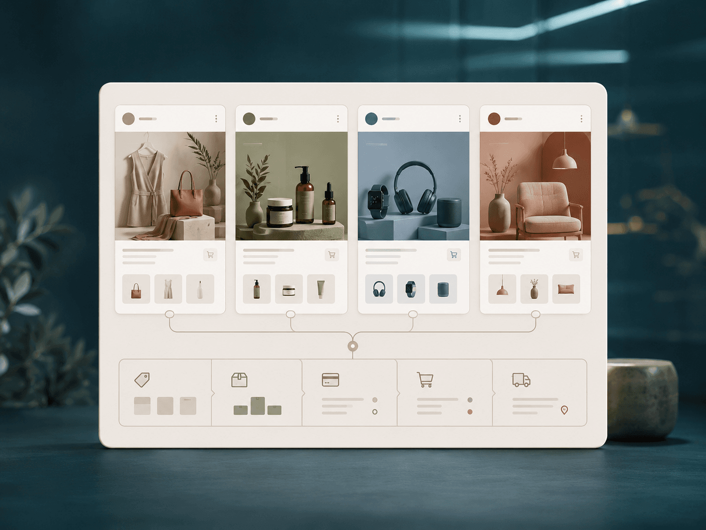 Multi-brand e-commerce infrastructure with product data, feeds and integrations