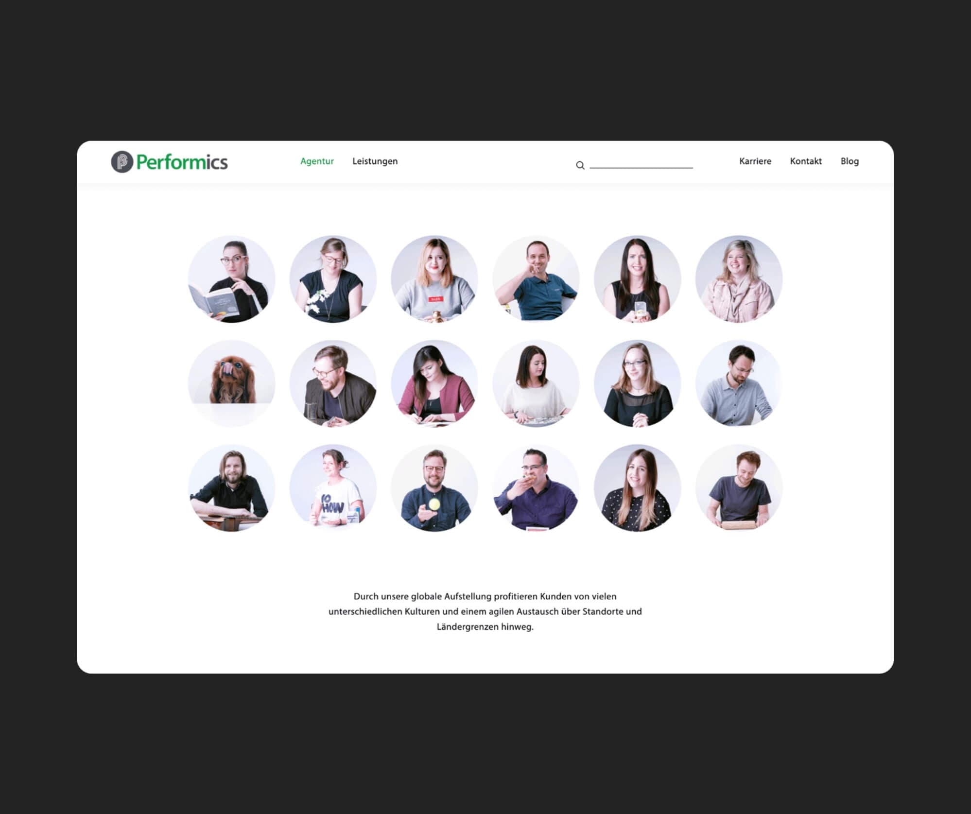 Performics - Agenturbereich der Website