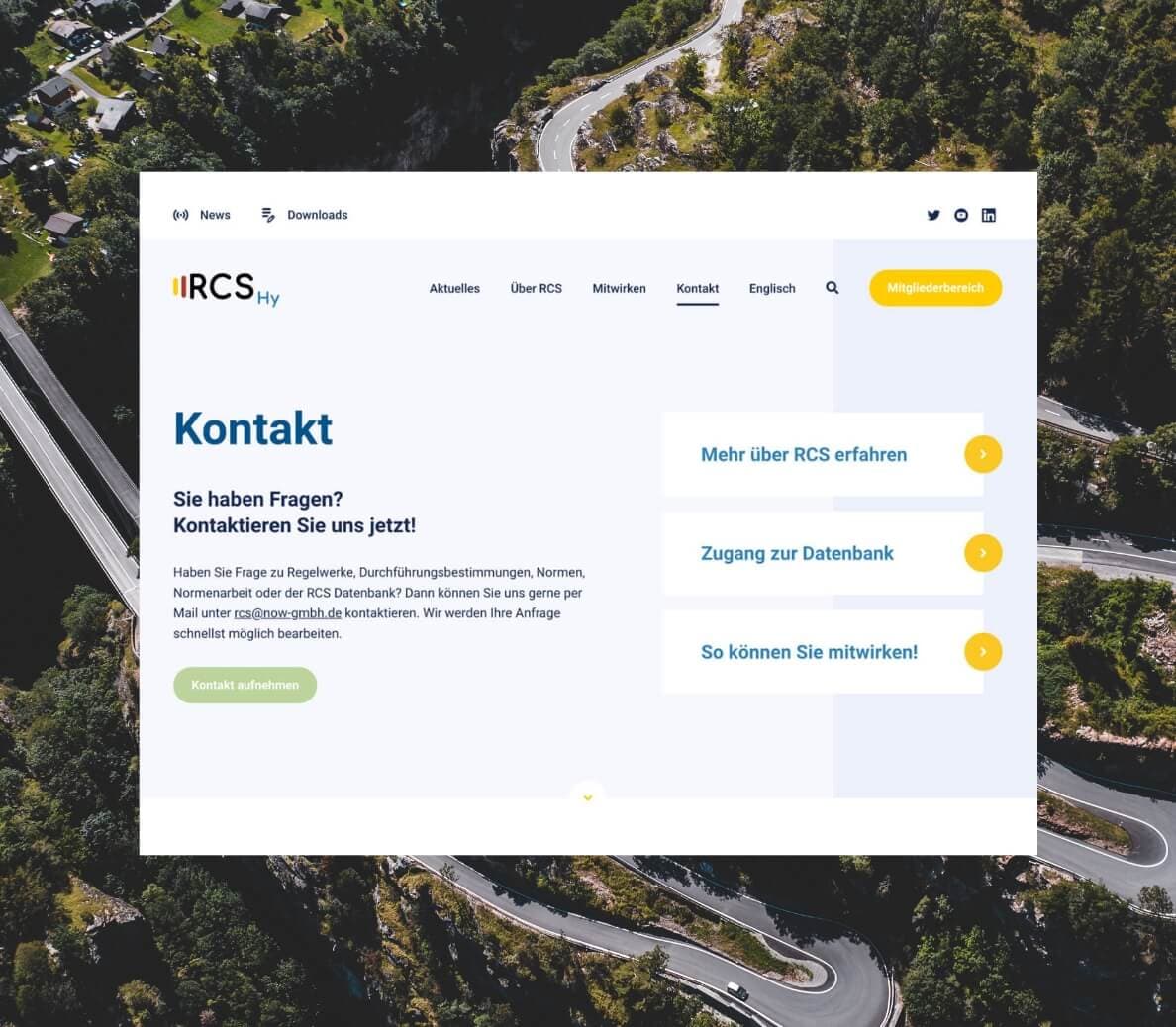 RCS by NOW - Startseite der Website mit Mitgliederbereich