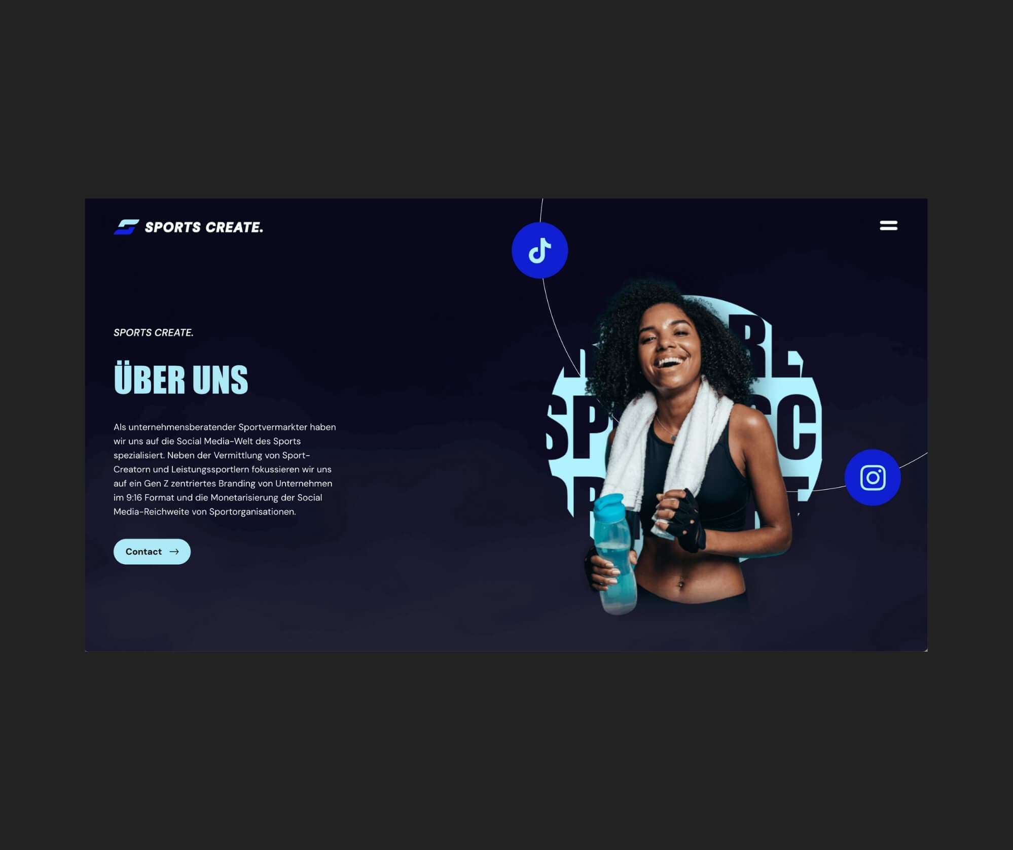 Sports Create - Über-uns-Bereich der Website