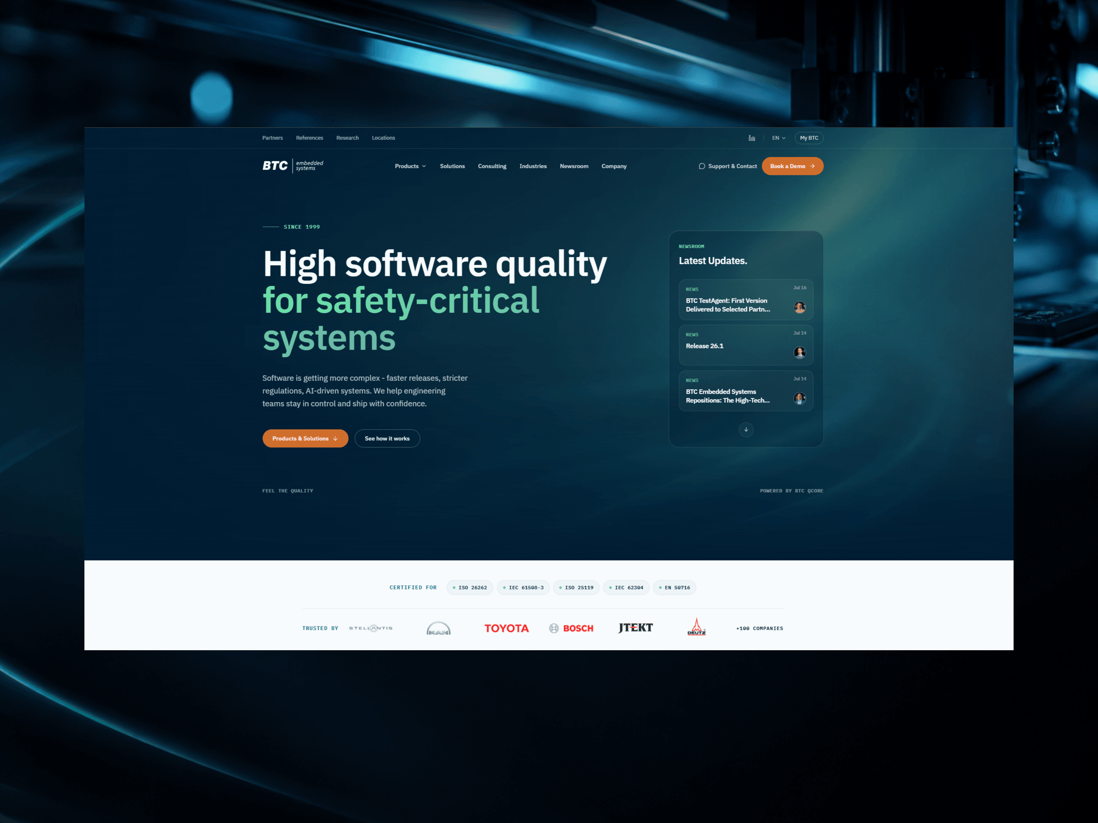 BTC Embedded Relaunch mit Startseite für sicherheitskritische Software