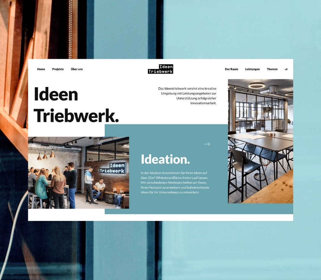 Fraunhofer Ideentriebwerk Website mit Innovationsraum, Projektinhalten und Beratungskontext