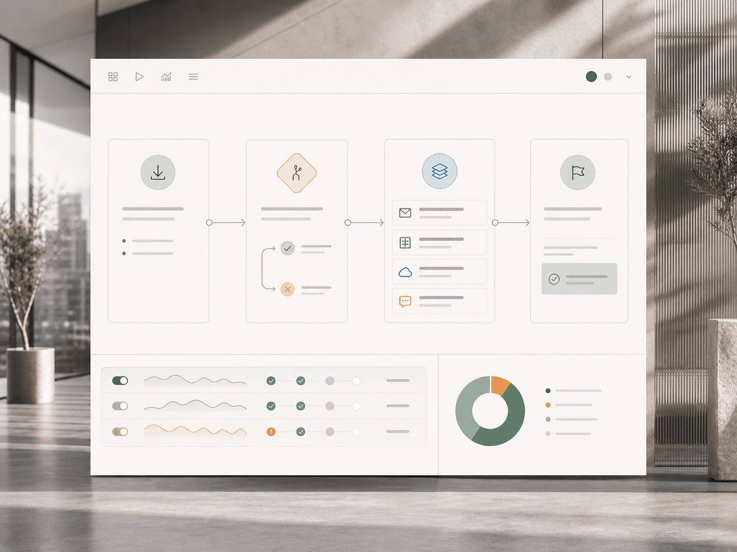 Automated business process from trigger and decisions through to the completed outcome